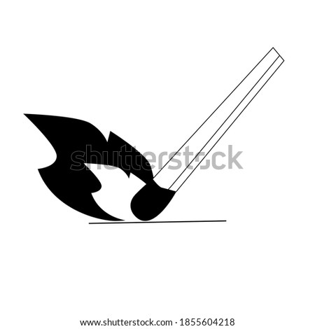 icon of a burning match.on a white background in ENP format.black and white icon