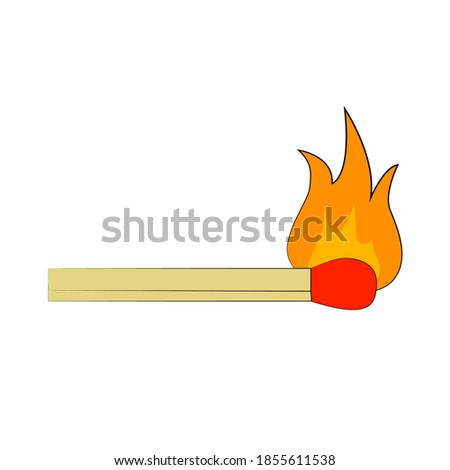 Burning Match Illustration. A Match With Fire.On a white background in ENP 10 format