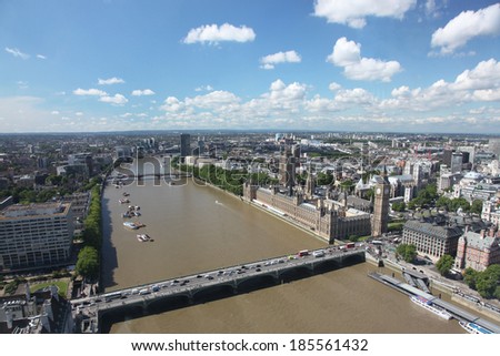 View of the  London with Big Ben and the House of Parliament, UK