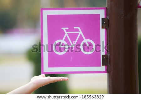 With bicycle sign To reduce global warming