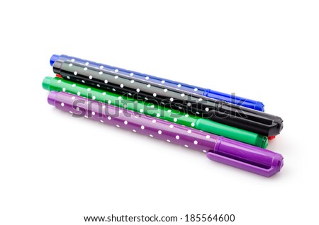 Color pen isolated white background