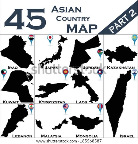Asian country set with map pointers - Part 2