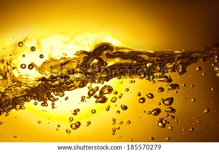 gold water  background with air bubbles 