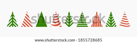 Christmas trees shapes icons set. Vector illustration.
