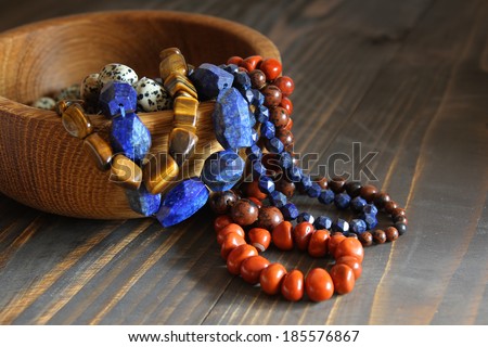 Beautiful semiprecious stone beads Royalty-Free Stock Photo #185576867