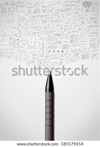 Pen close-up with sketchy diagrams