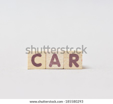 word car written in wooden blocks