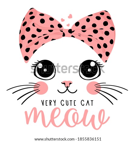 Typography slogan with cute cat illustration.Vector illustration.Print graphic for T-shirt.