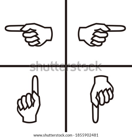 Pointing hand icon, HAND GESTURE LINE ICON, Hand icons set. Stroke outline style. Vector. Isolate on white background. 