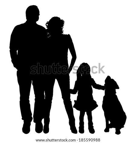 Vector silhouette of family on a white background. 