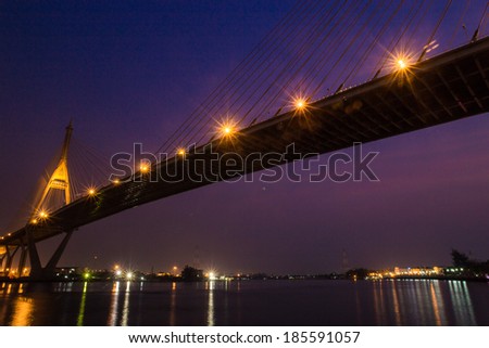 Industrial Ring Road Bridge at night, RAMA 9 Thailand