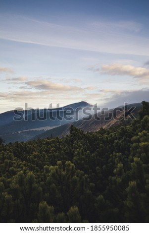 Snezka - the highest mountain of Czech Republic. Krkonose National Park, Giant Mountains. picture taken from the Polish side