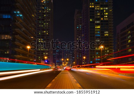 Long exposure photography of Dubai at night 
