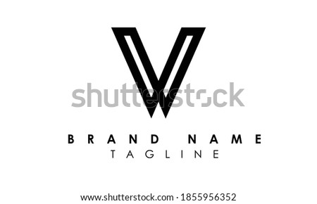 Creative Alphabet Logo Text Line Design, Line Text Logo, Minimalist Alphabet Logo, V Sharp Font Logo