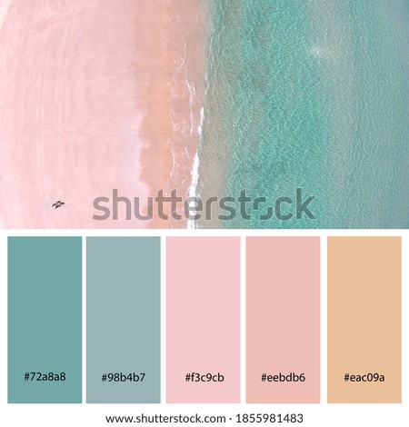 Beautiful Pastels Designer Color Palette inspired by aerial views of summer beach taken in South Australia. Designer pack with photograph and swatches with hex codes references.
