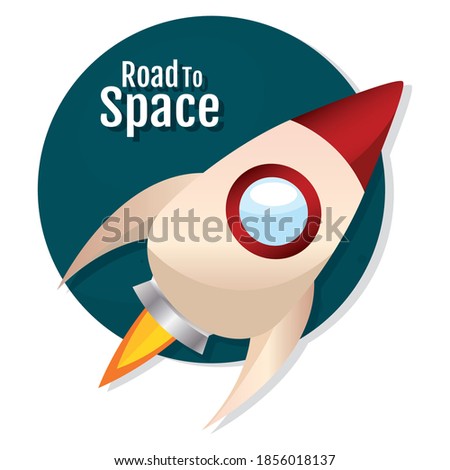 Isolated Space rocket take off red logo road to space icon - vector