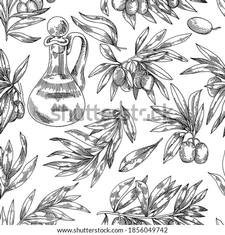 Black and white olives, graphic image, engraving