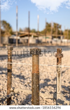 Anchor bolts on a construction site