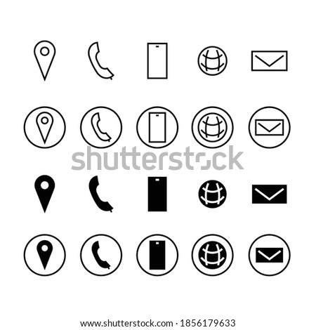 Contact business icon set, vector