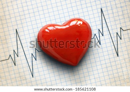 Cardiogram pulse trace and heart concept for cardiovascular medical exam Royalty-Free Stock Photo #185621108