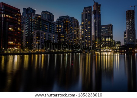 Cityscape at night in London