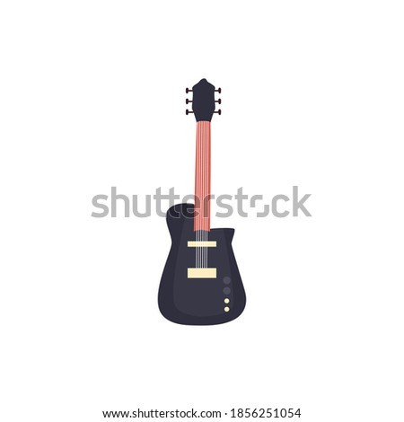 guitar electric instrument flat style icon design, Music sound melody song musical art and composition theme Vector illustration
