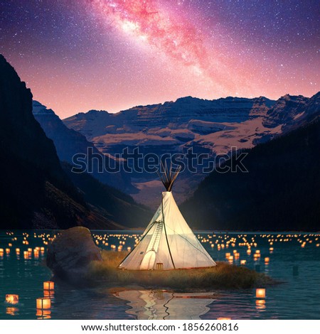 Camping in the middle of the lake while looking at the starry night