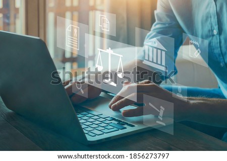 Legal advice online, labor law concept, layer or notary working for business company. Royalty-Free Stock Photo #1856273797