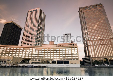 Sunset in Downtown Tampa, Florida.
