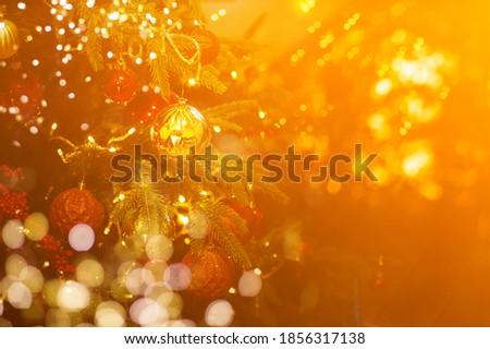 Christmas Tree with Red Balls and Stars