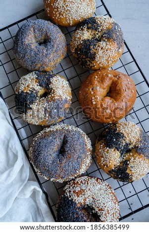 Healthy homemade pastry / Bagel with Black & White Sesame and Poppy Seeds / Delicious, chewy with popping sensation when biting the poppy seeds can be eaten on its own or spreads, fillings