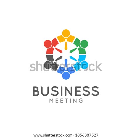 Teamwork meeting logo. Business team union concept icon on white background