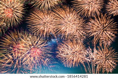 Colorful of fireworks display  on sky background, for New Year, party or any celebration event