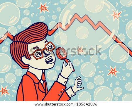 Bubble Economy. Economic Collapse. Vector illustration.