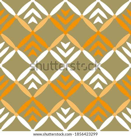 Seamless geometric pattern with leaves. Vector art.
