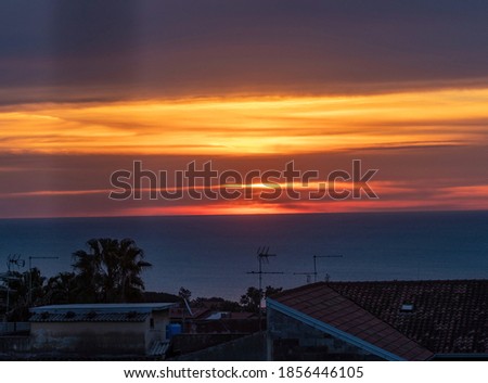 Sunrise in Sicily. Sea and sun.