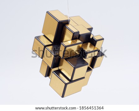 cubes of different sizes in a pyramid on a white background
