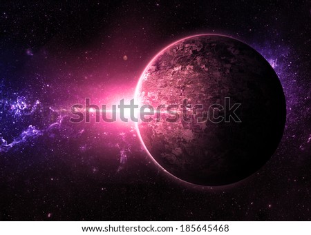 Pink Sunrise over Lone Planet - Elements of This Image Furnished By NASA 