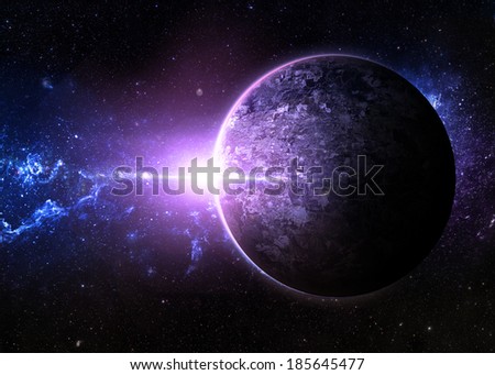 Purple Sunrise over Lone Planet - Elements of This Image Furnished By NASA 