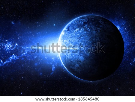 Blue Sunrise over Lone Planet - Elements of This Image Furnished By NASA 