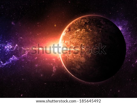 Golden Sunrise over Lone Planet - Elements of This Image Furnished By NASA 