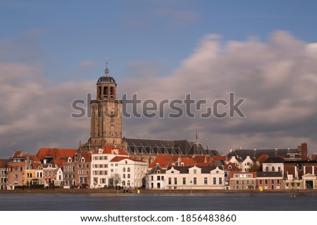 A panoramic view on the city of Deventer in the Netherlands with a long exposure
