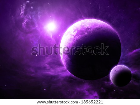 Purple Planet and Moon - Elements of this image furnished by NASA 