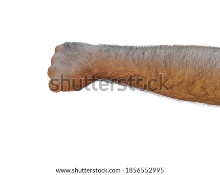 hairy male closed hand fist up view