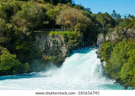 Huka Falls on Waikato River, New Zealand Royalty-Free Stock Photo #185656745
