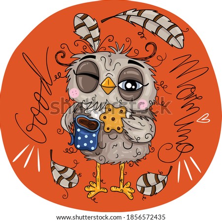 Illustration of owl good morning
