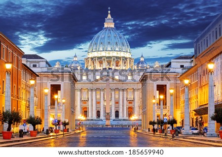 The Papal Basilica of Saint Peter in the Vatican (Basilica Papale di San Pietro in Vaticano) Royalty-Free Stock Photo #185659940