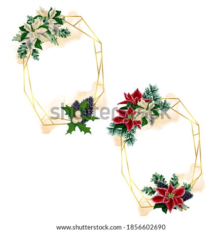 Black Watercolor poinsettia frames, perfect to use on the web or in print