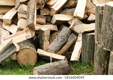 The process of chopping firewood for the winter