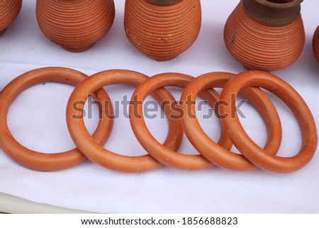 Remains of ancient civilization, woman's bracelets/bangles made of clay. 